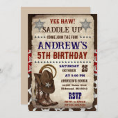 Personal Country Western Cowboy Birthday 招待状 (正面/裏面)