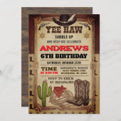 Personal Cowboy Hat and Lasso Wild West Birthday 招待状 (正面/裏面)