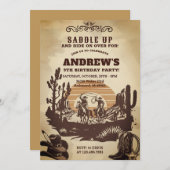 Personal Cowboy Western Birthday Party 招待状 (正面/裏面)