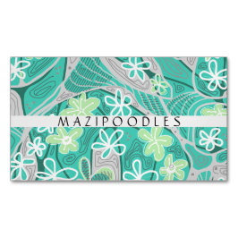Personal Creative Floral Neuro Art Teal Green Gray マグネット名刺