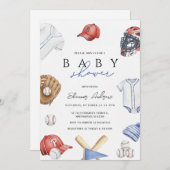 Personal Digital boy Baseball Rookie Baby Shower  招待状 (正面/裏面)