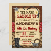 Personal Digital Country Wild West Cowboy Birthday 招待状 (正面/裏面)