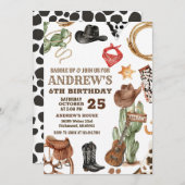 Personal Digital Cowboy Wild West Birthday 招待状 (正面/裏面)