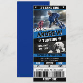 Personal Digital Hockey Ticket Birthday Invitation 招待状 (正面/裏面)
