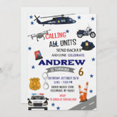 Personal Digital Police birthday for boy 招待状 (正面/裏面)