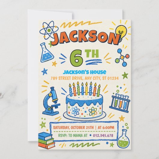 Personal Digital Science Birthday party 招待状 (正面)