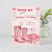 Personal Disco Rodeo Pink Cowgirl Birthday Party 招待状 (スタンド正面)