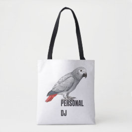 Personal DJ African Grey – Talking Parrot Design トートバッグ