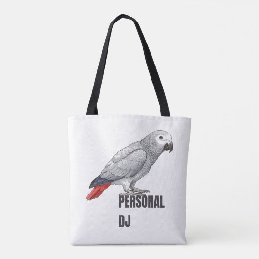 Personal DJ African Grey – Talking Parrot Design トートバッグ (裏面)