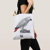 Personal DJ African Grey – Talking Parrot Design トートバッグ (クローズアップ)