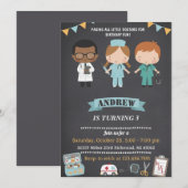 Personal Doctor Kids Medical Birthday Party 招待状 (正面/裏面)
