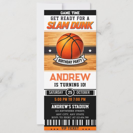 Personal Fast Break Birthday Party 招待状 (正面)