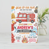 Personal Fire Engine Fire truck Birthday 招待状 (スタンド正面)