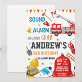Personal FireFigher truck Birthday Custom image 招待状 (正面/裏面)