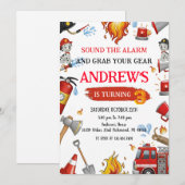 Personal Firefighter Birthday party 招待状 (正面/裏面)