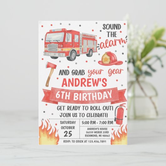 Personal fireman birthday party 招待状 (スタンド正面)