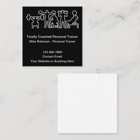 Personal Fitness Trainer Business Cards Unique スクエア名刺 (正面/裏面)