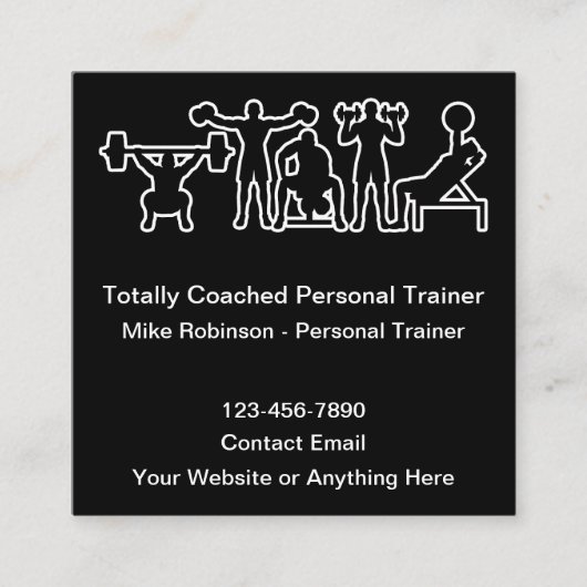 Personal Fitness Trainer Business Cards Unique スクエア名刺 (正面)