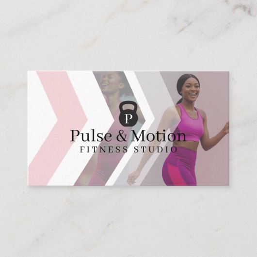 Personal Fitness Trainer Kettlebell Monogram Photo 名刺 (正面)