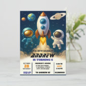 Personal Galaxy Space Astronaut Outet Birthday  招待状 (スタンド正面)