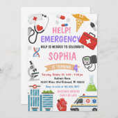 Personal Girl Nurse Doctor Pretend Birthday 招待状 (正面/裏面)