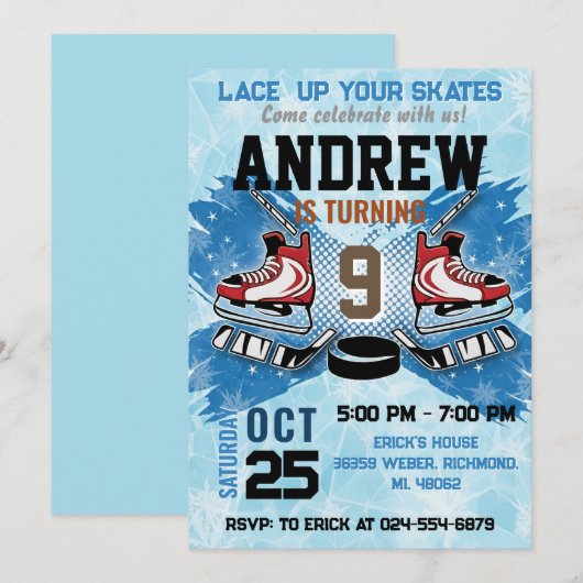 Personal Hockey Birthday Invitation 招待状 (正面/裏面)
