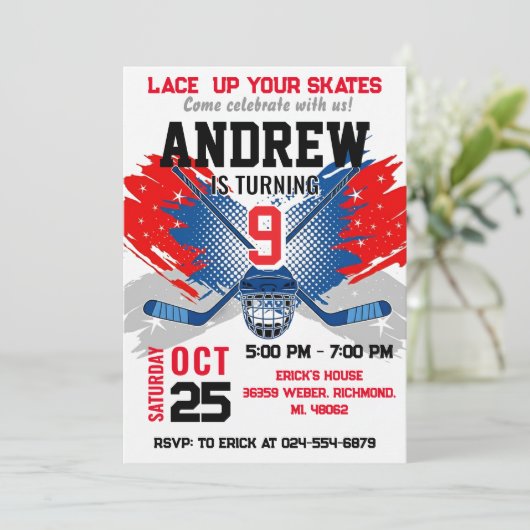 Personal Hockey Birthday Invitation 招待状 (スタンド正面)
