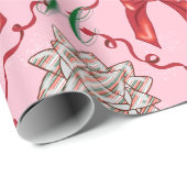 Personal Initial Pink Christmas Bow Wrapping Paper ラッピングペーパー (ロールコーナー)