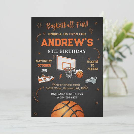 Personal kid Basketball Birthday 招待状 (スタンド正面)