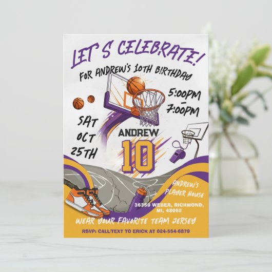 Personal kid Basketball Birthday 招待状 (スタンド正面)