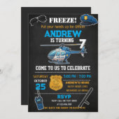 Personal Kids' Cop Policeman Birthday Party 招待状 (正面/裏面)