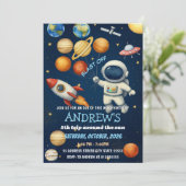 Personal Kids Outer Space Astronaut Birthday 招待状 (スタンド正面)
