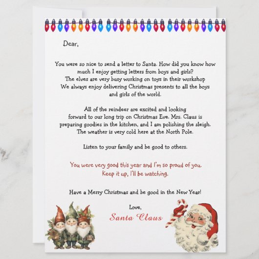 Personal Letter From Santa Claus Lights Elves (正面)