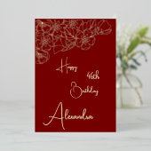 Personal Maroon & Gold Named & Aged Birthday Card 箔招待状 (立ち正面)