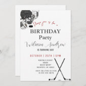 Personal Minimalistic Hockey Birthday Party 招待状 (正面/裏面)