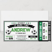 Personal modern boy Soccer Ticket Birthday Party 招待状 (正面/裏面)