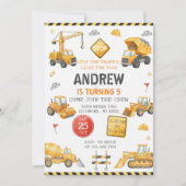 Personal Modern Construction Birthday Party 招待状 (正面)