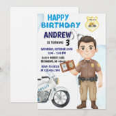 Personal Modern Cop Party birthday invitation 招待状 (正面/裏面)