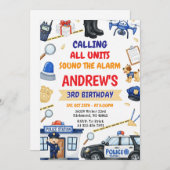 Personal Modern Cop Police Officer birthday 招待状 (正面/裏面)