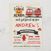 Personal Modern Firefighter Party Birthday For boy 招待状 (正面/裏面)