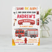 Personal Modern Firetruck Birthday 招待状 (スタンド正面)