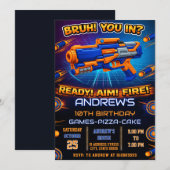 Personal modern Nerf Birthday Party Invitation 招待状 (正面/裏面)