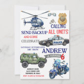 Personal Modern Police Policeman birthday for boy 招待状 (正面)