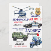 Personal Modern Police Policeman birthday for boy 招待状 (正面/裏面)