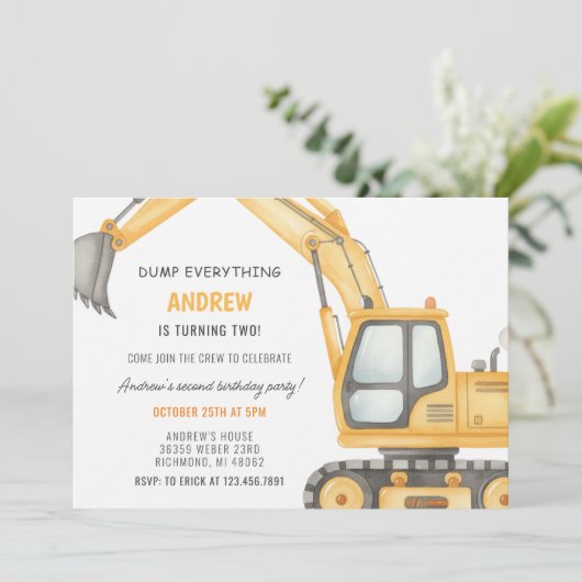 Personal Modern Simple Construction Birthday 招待状 (スタンド正面)