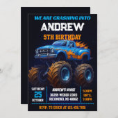 Personal Monster Truck Kids Party Birthday 招待状 (正面/裏面)
