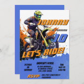 Personal Motocross Boy Motorbike Birthday Party 招待状 (正面/裏面)