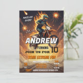 Personal Motocross Dirt Biker boy Birthday party 招待状 (スタンド正面)