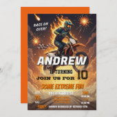 Personal Motocross Dirt Biker boy Birthday party 招待状 (正面/裏面)