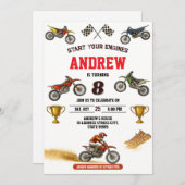 Personal Motorbike Motocross boy Birthday party 招待状 (正面/裏面)
